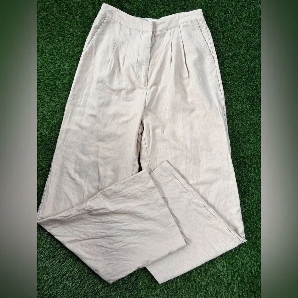 Weworewhat Pleated Wide Leg High Rise pin Striped Pants Size 8